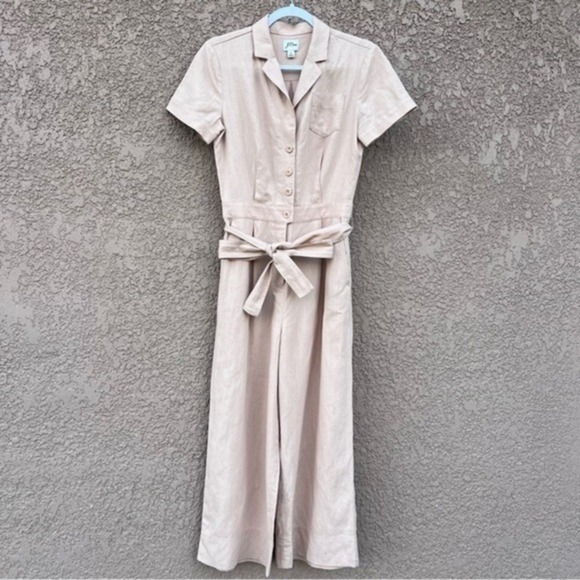J. Crew Pants - J Crew Linen Blend Wide‎ Leg Jumpsuit Women Neutral Minimalist Quiet Luxury